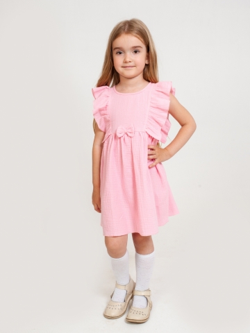 Купить 322-Р. Платье из муслина детское, хлопок 100% розовый, р. 74,80,86,92 в Назрани