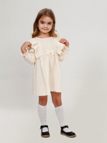 Купить 321-СЛ. Платье из муслина детское, хлопок 100% сливочный, р. 98,104,110,116 в Назрани
